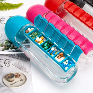 2-In-1 Portable Water Bottle With Pill Case