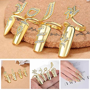 Korean Style Fashion Nail Ring Charm Crystal Flower